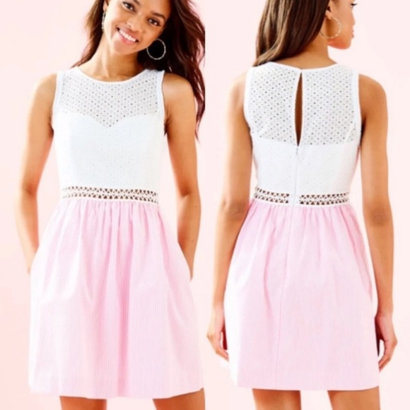 Lilly Pulitzer Dresses & Skirts - Lilly Pulitzer Alivia Havana Pink Yarn Dye Seersucker Dress with Pockets